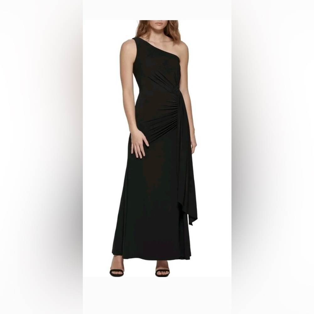 Vince Camuto Women’s Black One Shoulder Formal Evening Dress US 12